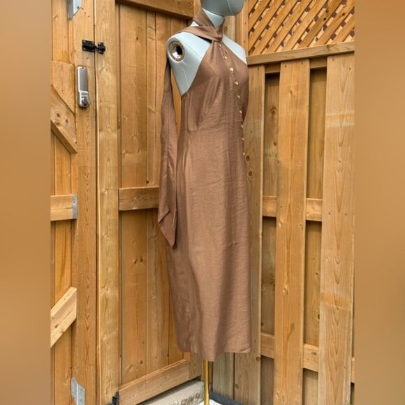 🆕 CULT GAIA 🧿 NWOT Romia Button-Detail Dress, Affogato Brown - Sz L - Picture 7 of 12